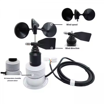 Musktool CE Small Wind Speed and Direction Anemometer Air Temperature Humidity Pressure Weather Station With 5 Outdoor Weather Sensors