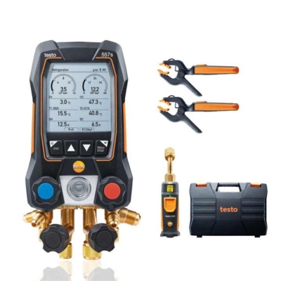 Musktool--Testo 557s Smart Vacuum Kit - Smart Digital Manifold With Wireless Vacuum and Clamp Temperature Probes