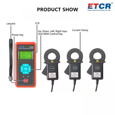 Musktool-ETCR8300 Long Life Time Three Channel Clamp Current Tester for Troubleshooting Circuit Insulation