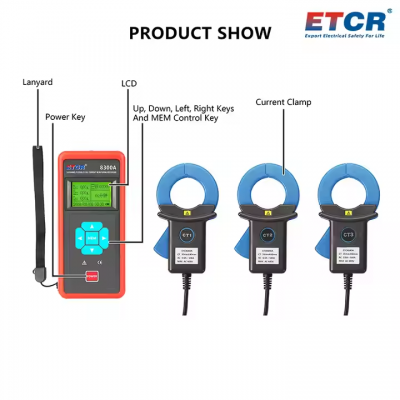 Musktool-ETCR8300A Highly Accurate and Anti-Interference Three Channel Clamp Current Tester