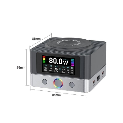 Musktool- 7Q 6-Port Smart Display with Multi-Port Charging Ultra-Fast Wireless Charging Phone/Tablet/Laptop Charger