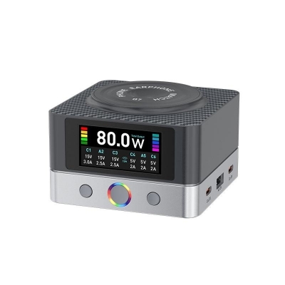 Musktool- 7Q 6-Port Smart Display with Multi-Port Charging Ultra-Fast Wireless Charging Phone/Tablet/Laptop Charger