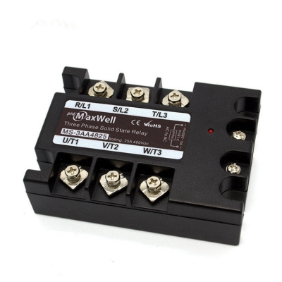 Musktool-MS-3AA4825-Three Phase 25A Industrial Solid State SSR Relay 90-280VAC Input 24-480VAC Output High Power Contact for MotorHeater Control